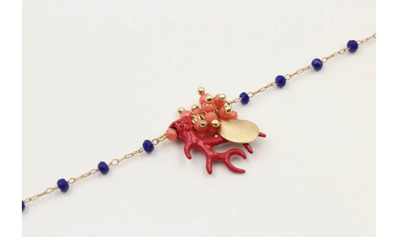 Pulsera cadena facetadas azulonas con burruño face