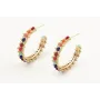 Pendientes aro cosida cadena de bolas de colores.