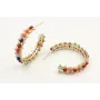 Pendientes aro cosida cadena de bolas de colores.