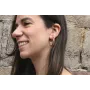 Pendientes aro cosida cadena de bolas de colores.