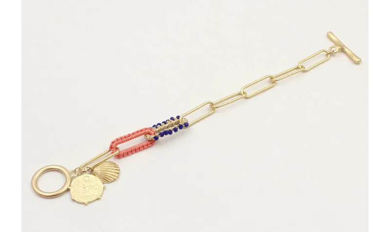 Pulsera cadena eslabón grande con dos eslabones fo