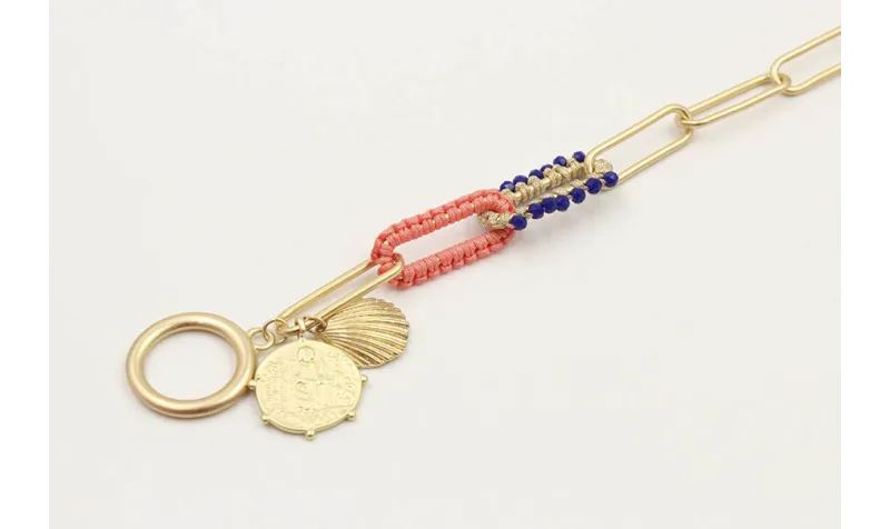 Pulsera cadena eslabón grande con dos eslabones fo