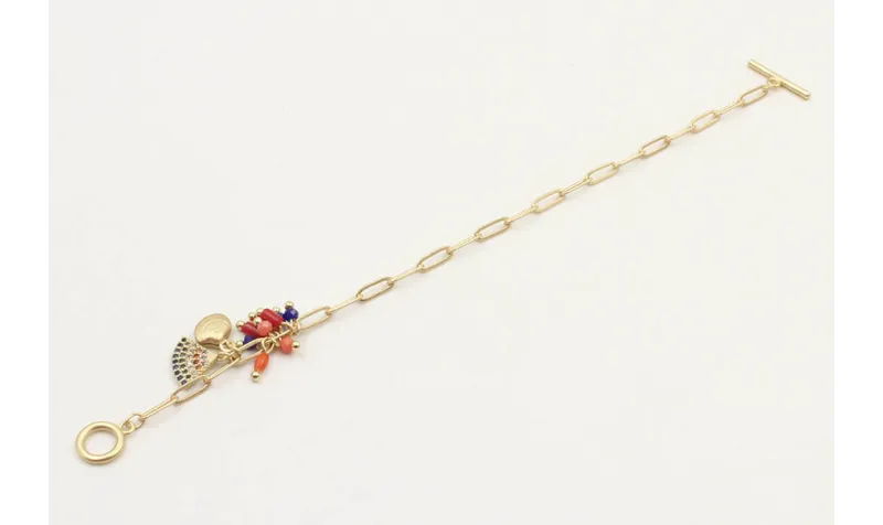 Pulsera cadena eslabón ovalados con colgante abani
