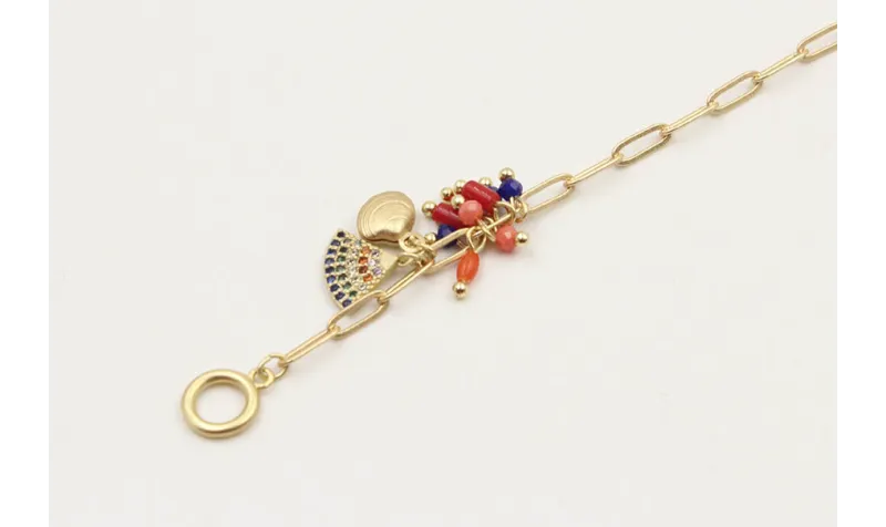 Pulsera cadena eslabón ovalados con colgante abani