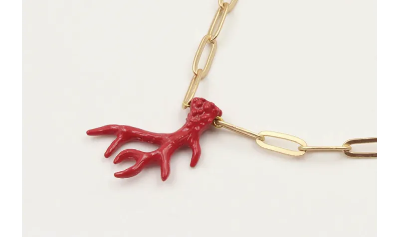Collar cadena eslabón ovalados con colgante rama d
