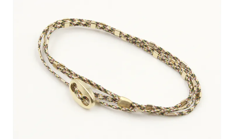 Pulseras micro driza colores marrón,rosa y oro con
