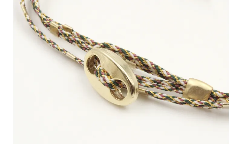 Pulseras micro driza colores marrón,rosa y oro con