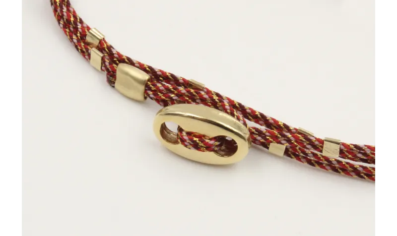 Pulseras micro driza colores granate y oro con tub