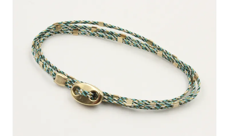 Pulseras micro driza colores azul,gris y oro con t