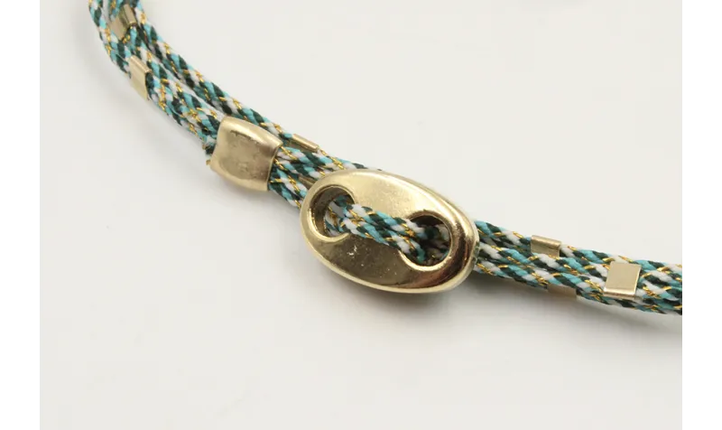 Pulseras micro driza colores azul,gris y oro con t