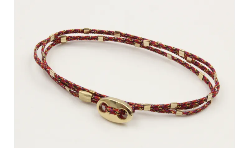 Pulseras micro driza colores rojo vivo y oro con t
