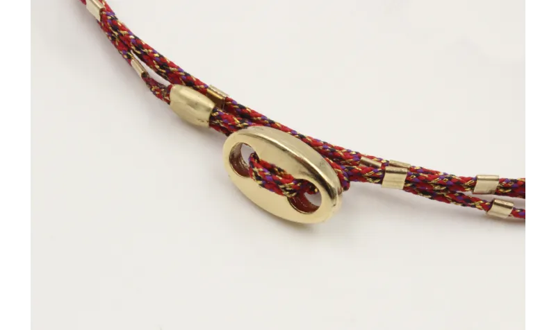 Pulseras micro driza colores rojo vivo y oro con t
