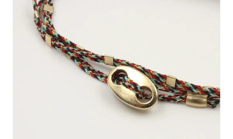 Pulseras micro driza colores azul,rojo y oro con t