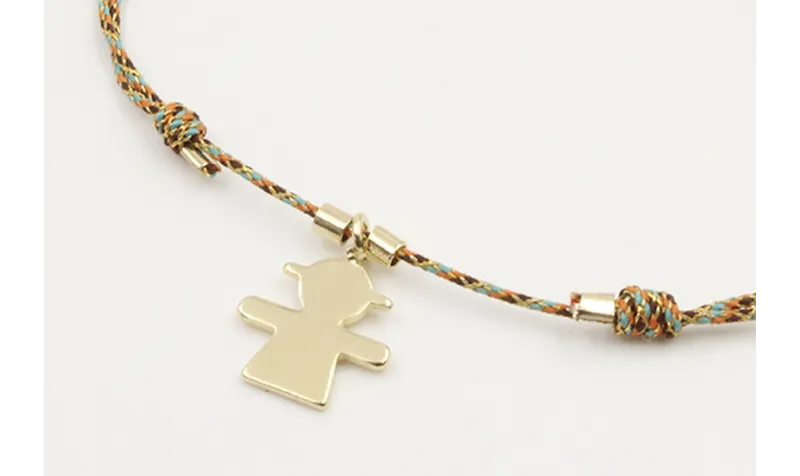 Pulsera microdriza naranja,azul,marrón nudo corred