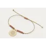 Pulsera hilo macrame rosa,azul y oro con nudo macr