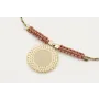 Pulsera hilo macrame rosa,azul y oro con nudo macr