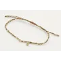 Pulsera macrame rosa,azul y oro con nudo en color