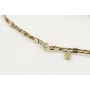 Pulsera macrame rosa,azul y oro con nudo en color