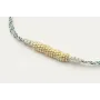 Pulsera macrame azul,gris y oro con nudo macrame p