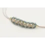 Pulsera hilo macrame plateado con brillos cristal 