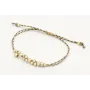 Pulsera macrame marrón, rosa y oro con nudo macram