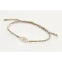 Pulsera macrame marrón, rosa y oro con nudo macram