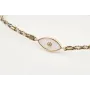 Pulsera macrame marrón, rosa y oro con nudo macram
