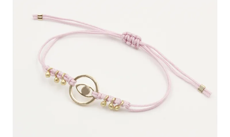 Pulsera hilo macrame lila con ojo de acero inoxida