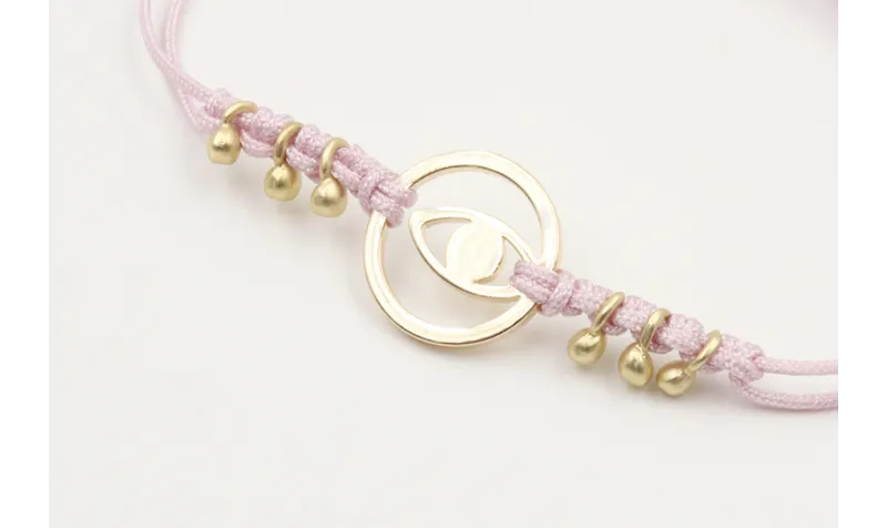 Pulsera hilo macrame lila con ojo de acero inoxida