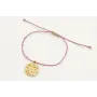 Pulsera hilo macrame malva con bolas aplastadas y 