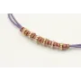 Pulsera macrame morado con nudo color oro rosa y r