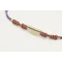 Pulsera macrame morado con nudo color oro rosa y p