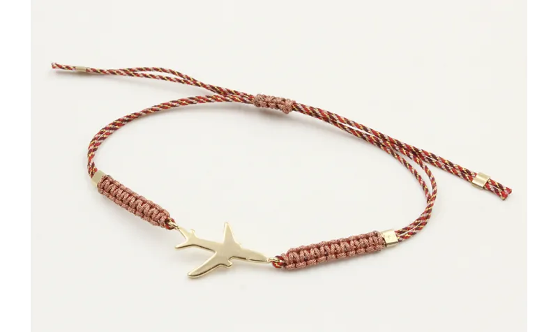 Pulsera hilo granate,oro y microdrusa oro rosa nud
