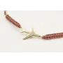 Pulsera hilo granate,oro y microdrusa oro rosa nud