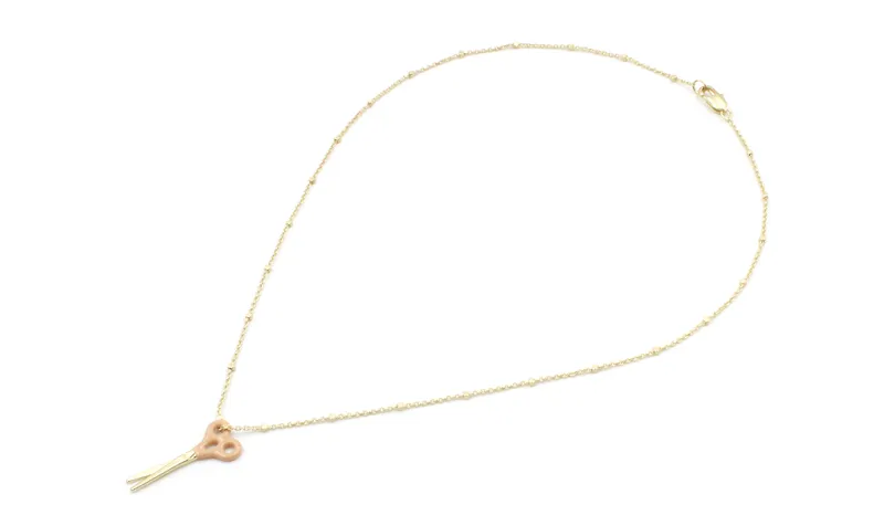 Collar cadena eslabón y micro bola oro mate con co