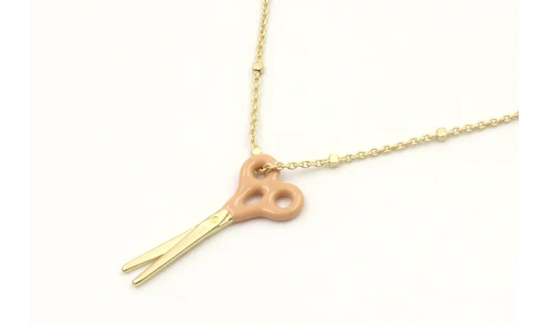 Collar cadena eslabón y micro bola oro mate con co