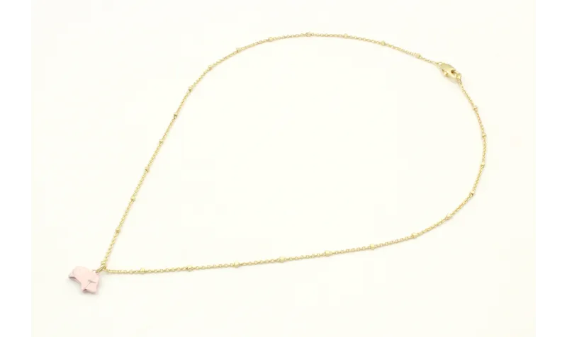 Collar cadena eslabón y micro bola oro mate con co