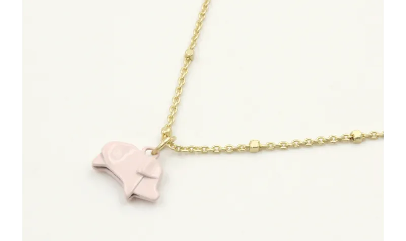Collar cadena eslabón y micro bola oro mate con co