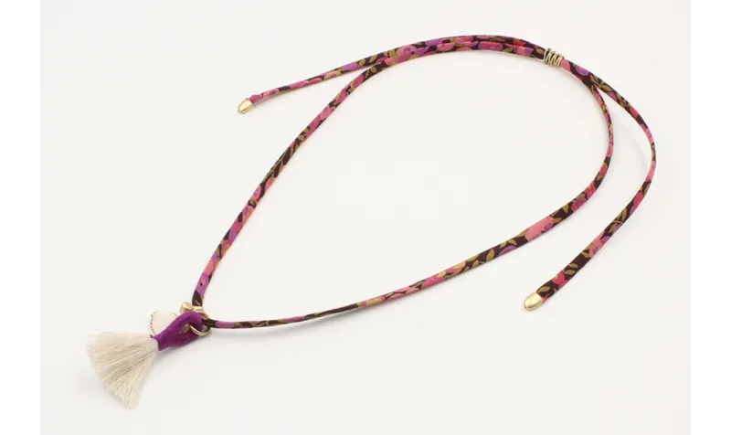 Collar lazo liberty morado,marróm,salmón con colga