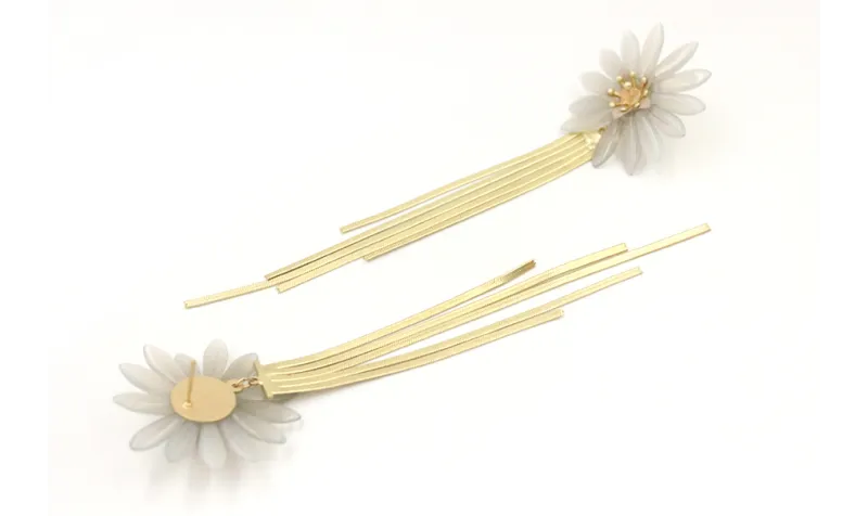 Pendientes flor de dagas grises, casquillas flor e