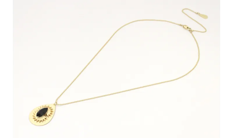 Collar cadena bola oro mate con colgante lagrima o
