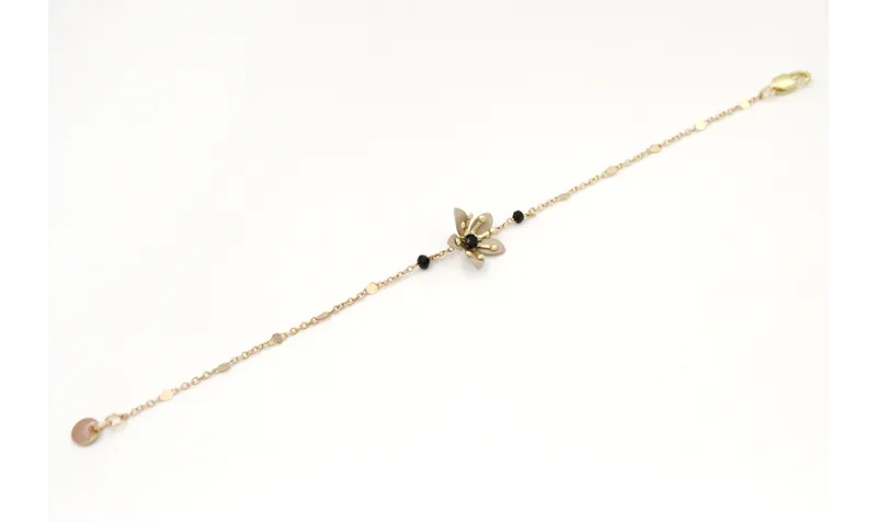 Pulsera cadena con chapitas oro mate con facetas n