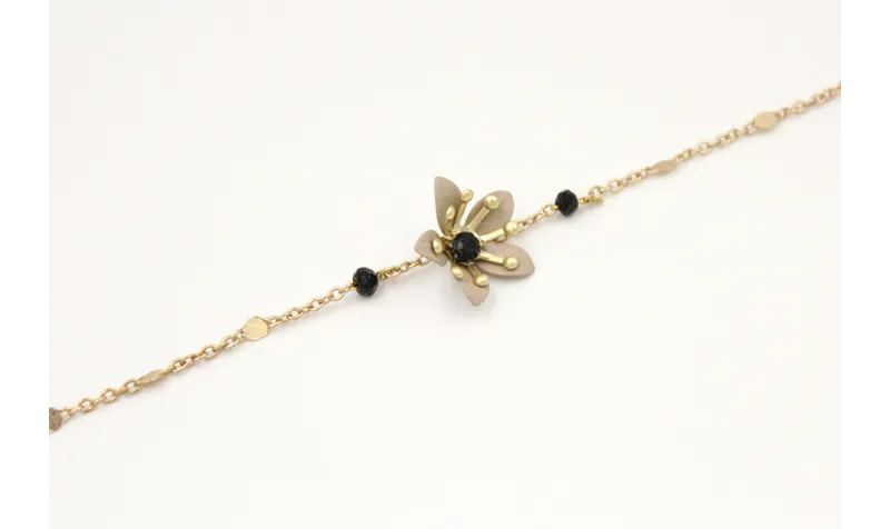 Pulsera cadena con chapitas oro mate con facetas n