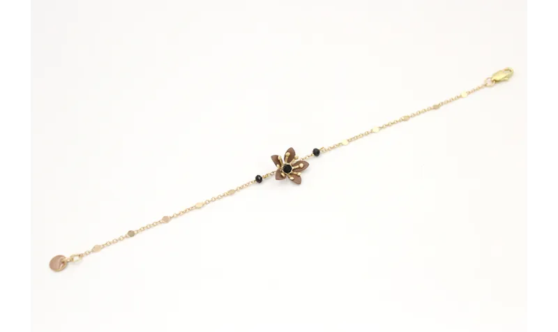Pulsera cadena con chapitas oro mate con facetas n