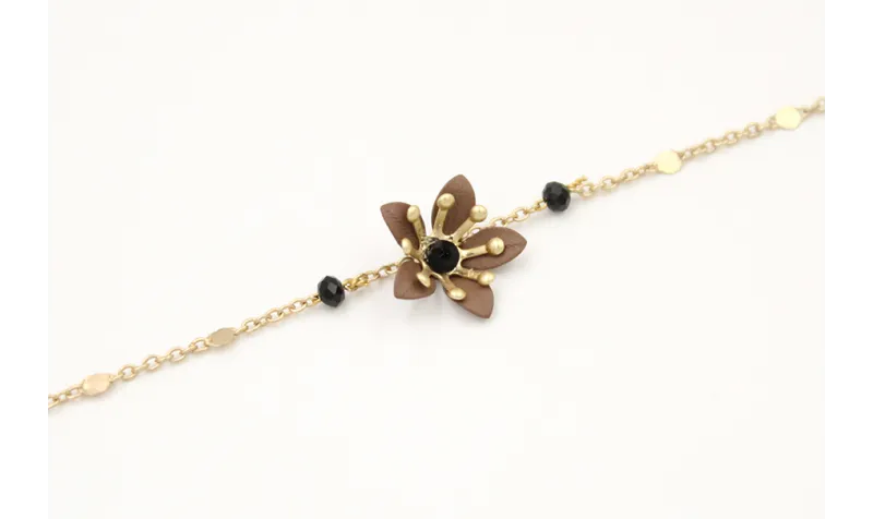 Pulsera cadena con chapitas oro mate con facetas n