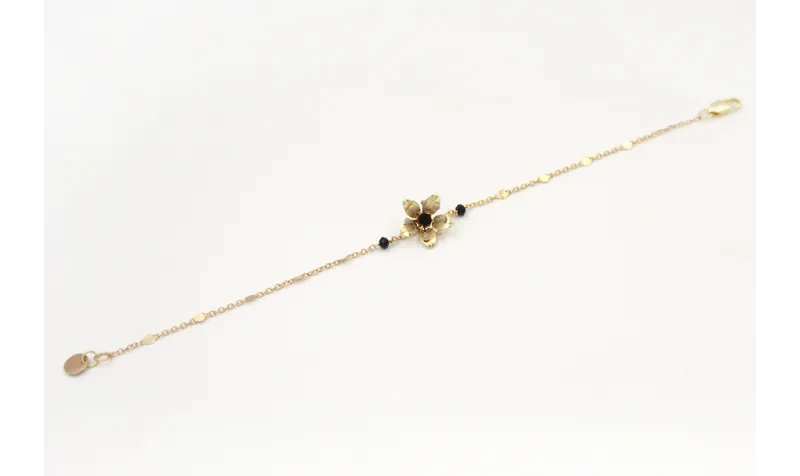 Pulsera cadena con chapitas oro mate con facetas n