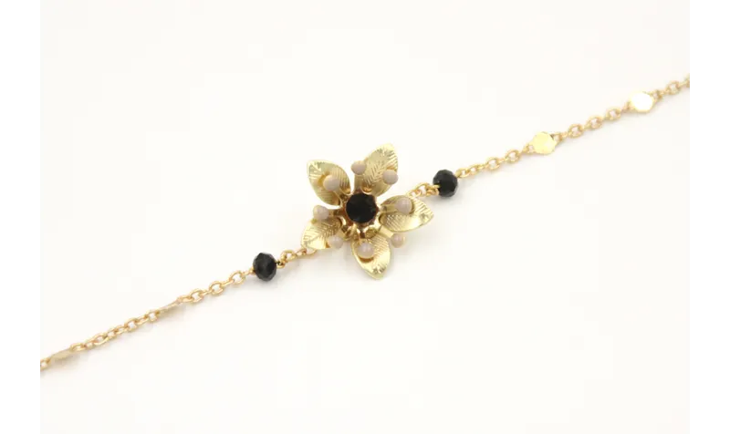 Pulsera cadena con chapitas oro mate con facetas n