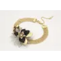 Pulsera de cadena de malla oro mate con centro de 