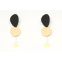 Pendientes perno ovalo doblado esmaltado negro con