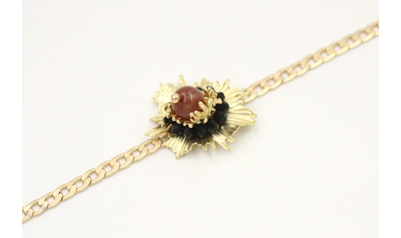 Pulsera de cadena plana entrelazada oro mate con h